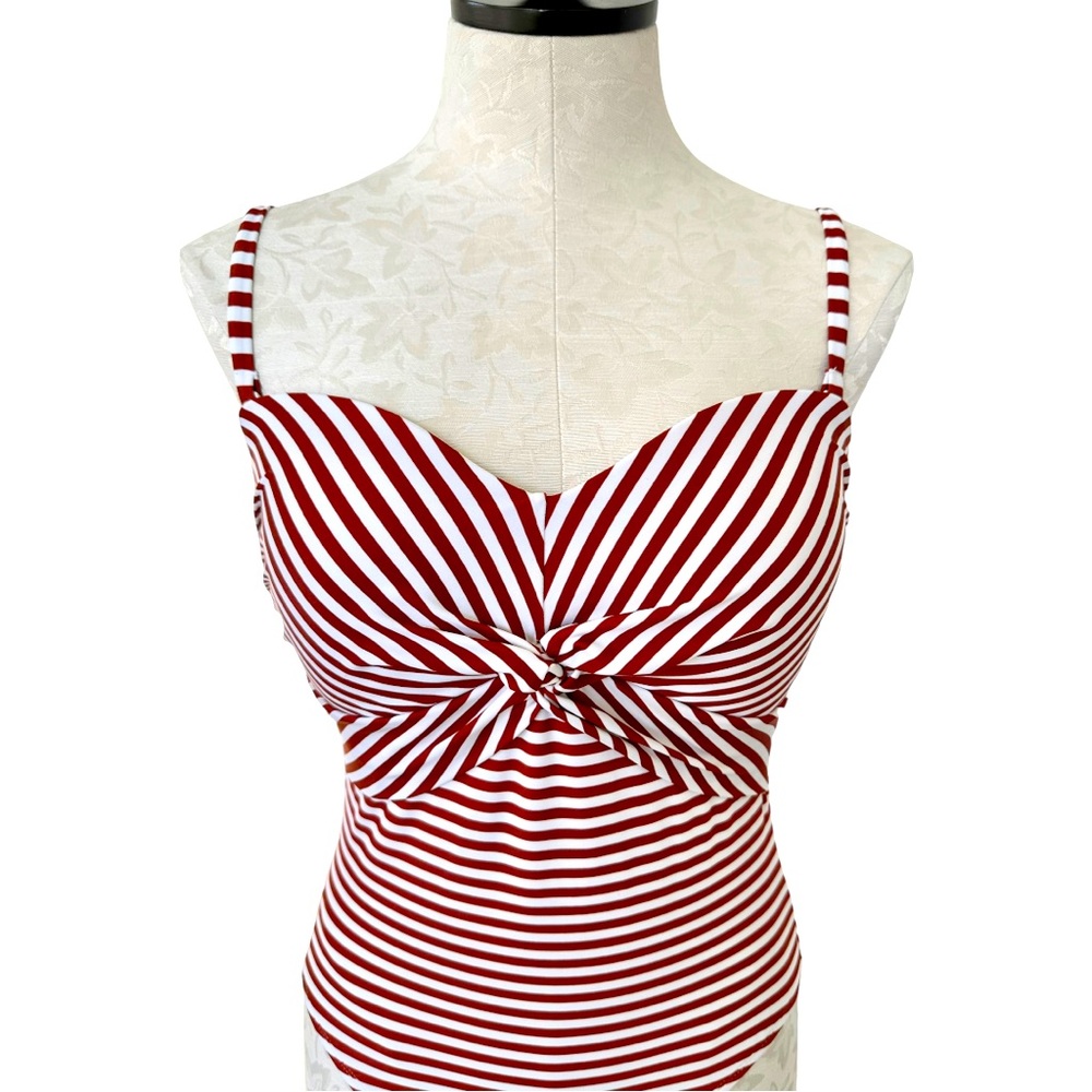 Kona Sol One Piece Striped Twist  Swim Suit Size Medium - Picture 3 of 12